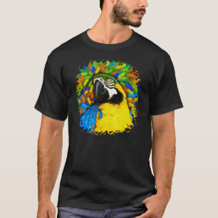 Gold und Blue Macaw Parrot Fantasy Dark T_Shirt T-Shirt