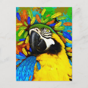 Gold und Blue Macaw Parrot Fantasy Postkarten