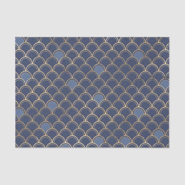 Gold und Blue Mermaid Muster Seidenpapier (Vorderseite)