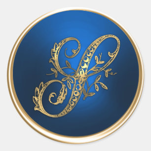 Gold und Blue Monogram S Umschlag Aufkleber