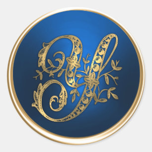 Gold- und Blue Monogram-Y-Umschlag Aufkleber