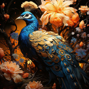 Gold und Blue Peacock Krawatte