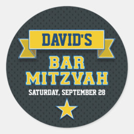 Gold und Blue Sports Tackle Twill Bar Mitzvah UAWG Runder Aufkleber