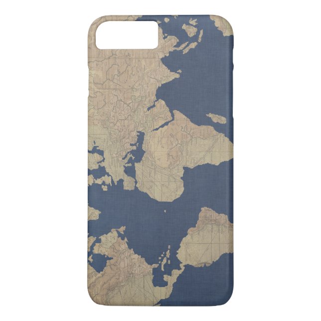 Gold und Blue World Map Case-Mate iPhone Hülle (Rückseite)