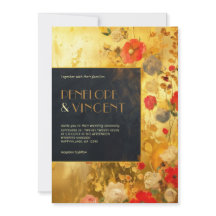 Gold und Blume Einladung zur Hochzeit