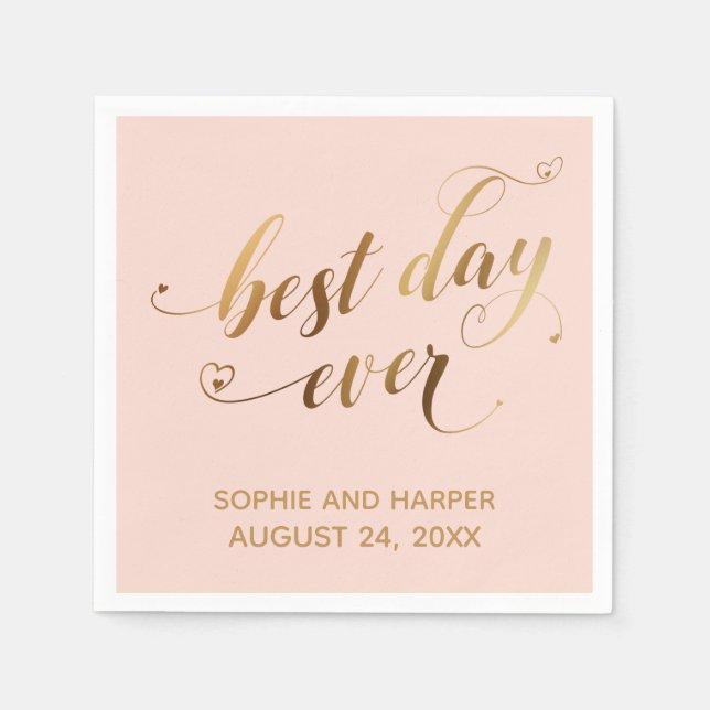 Gold und Blush Best Day Ever, Hörskript Serviette (Vorderseite)