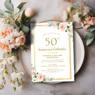 Gold- und Blush-Hochzeit zum 50. Jubiläum Einladung