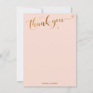 Gold und Blush Pink Danke für Kalligraphie & Herz