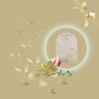 Gold und Blütenflora 50. Geburtstag Akrylus Invita Acryleinladungen