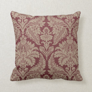 Gold und Burgund Damask Kissen