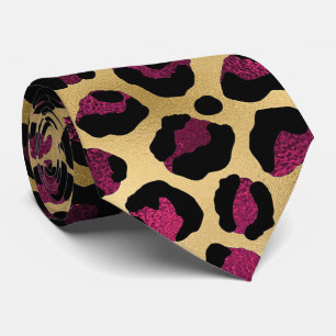 Gold- und Burgunder Leopardenprint Krawatte