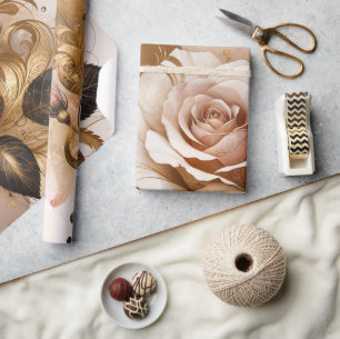 Gold und Cashmere-Rose Geschenkpapier