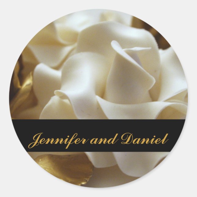 Gold und Creme Wedding Rose bevorzugen Sticker (Vorderseite)