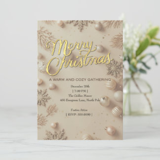 Gold- und Creme-Weihnachtsfeier-Einladung Einladung