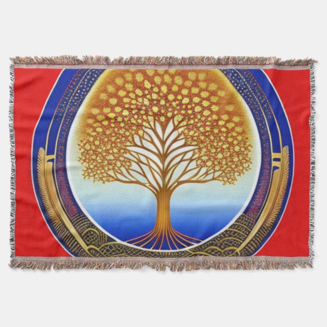 Gold und Cyan Tree of Life Decke (Vorderseite)