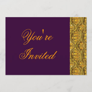 Gold und Deep Purple Party Einladung