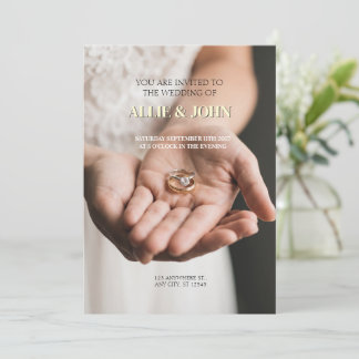 Gold- und Diamant-Ring-Stapel-Hochzeitseinladung Einladung
