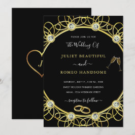 Gold und Diamanten Elegante Schwarze Hochzeit Einl