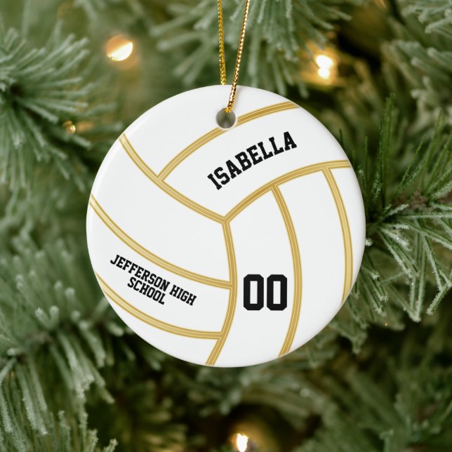 Gold und DIY Hintergrundfarbe - Volleyball Keramik Ornament (Baum)