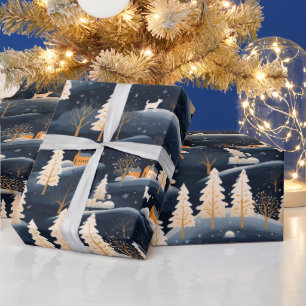 Gold und Dusty Blue Winter Geschenkpapier