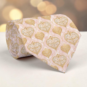 Gold- und Dusty-Pink elegante Herz Custom-Schlips Krawatte