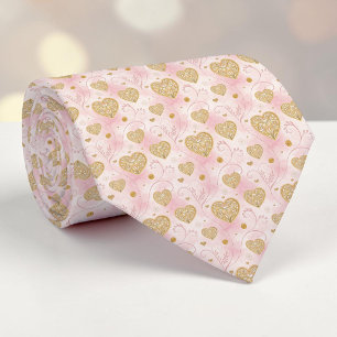 Gold- und Dusty-Pink-elegantes-Herz individuell an Krawatte
