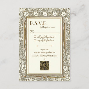 Gold und Elfenbein Eleganter Jugendstil R.S.V.P. Begleitkarte