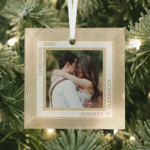 Gold und Elfenbein-Foto Ornament Aus Glas