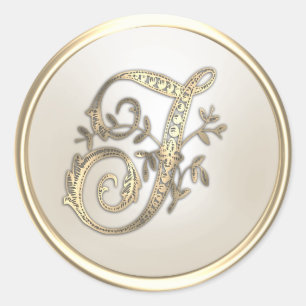 Gold- und Elfenbein verziertes initiales Monogramm Runder Aufkleber