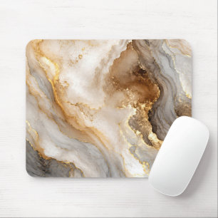 Gold- und Elfenbeinweißer Marmor-Abstrakt Mousepad