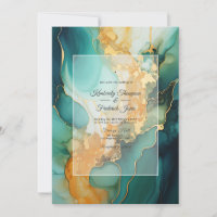 Gold und Emerald Alkohol Tinte Hochzeit