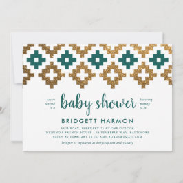 Gold und Emerald Boho Aztec Baby Shower Einladung
