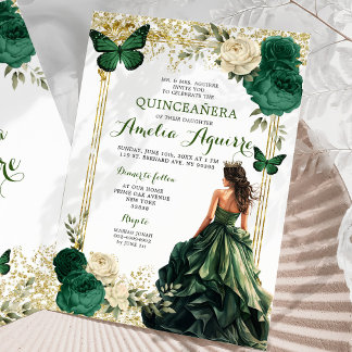 Gold und Emerald Green Königliche Prinzessin Quinc Einladung