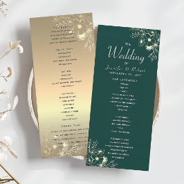 Gold und Emerald Green Wedding Program Programm