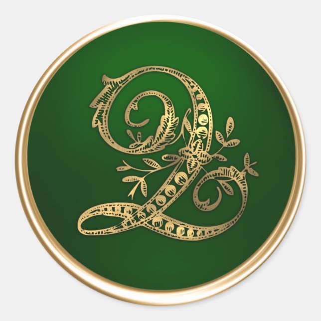 Gold und Emerald Monogram Q Umschlag Aufkleber (Vorderseite)