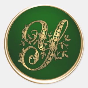 Gold und Emerald Monogram Y Umschlag Aufkleber