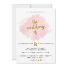 Gold und erröten Hochzeits-Einladung