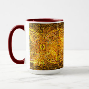 Gold und gelbes Paisley auf schwarzem Hintergrund Tasse