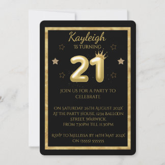 Gold- und Glitter-Einladung zum 21. Geburtstag Einladung