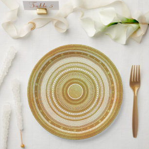 Gold- und Glitter-Mandala Pappteller