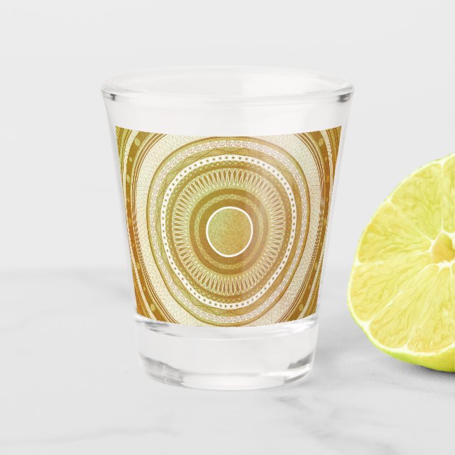 Gold- und Glitter-Mandala Schnapsglas (Vorderseite)