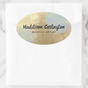 Gold und Glitzer Ovaler Aufkleber