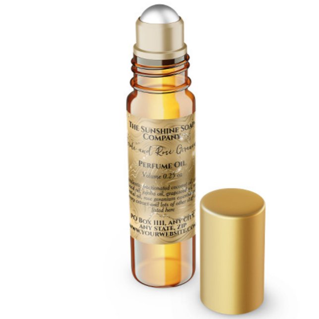 Gold und Glitzer Parfüm-Roller-Etikett Quadratischer Aufkleber (Von Creator hochgeladen)