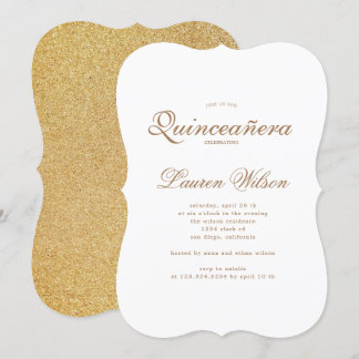 Gold und Glitzer Quinceanera Einladung