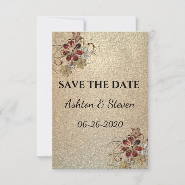 Gold und Glitzer Save the Date (Vorderseite)
