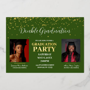 Gold und Gold für doppelte Abschluss Folieneinladung