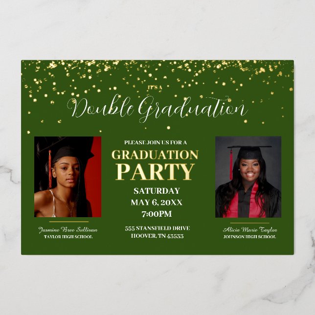 Gold und Gold für doppelte Abschluss Folieneinladung (Vorderseite)