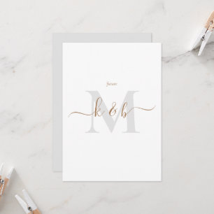 Gold- und Grau-Monogramm-Schwung-Schrift Brautelte Einladung