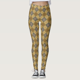 Gold und graue Muster-Diamant-Leggings Leggings