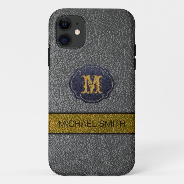 Gold und Grauleder Case-Mate iPhone Hülle (Rückseite)